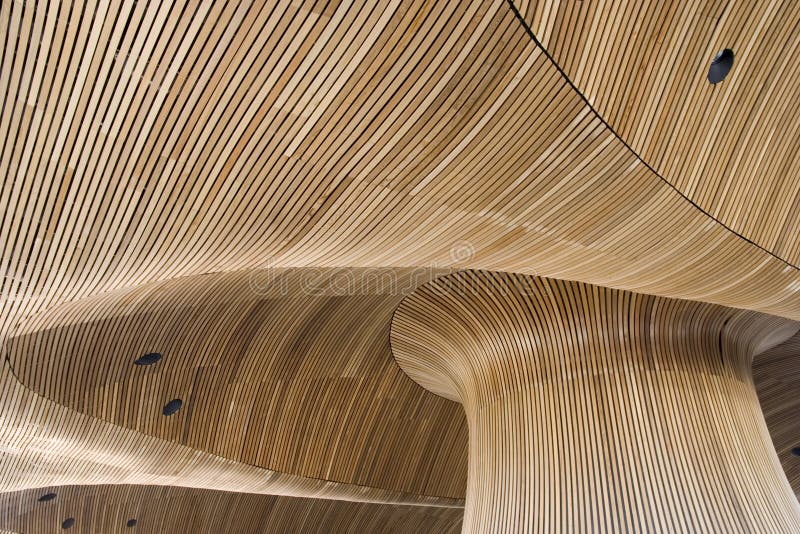 Architectural details of Welsh Assembly building. Wooden planks from sustainable sources. Eco-friendly design at its best. Architectural details of Welsh Assembly building. Wooden planks from sustainable sources. Eco-friendly design at its best.