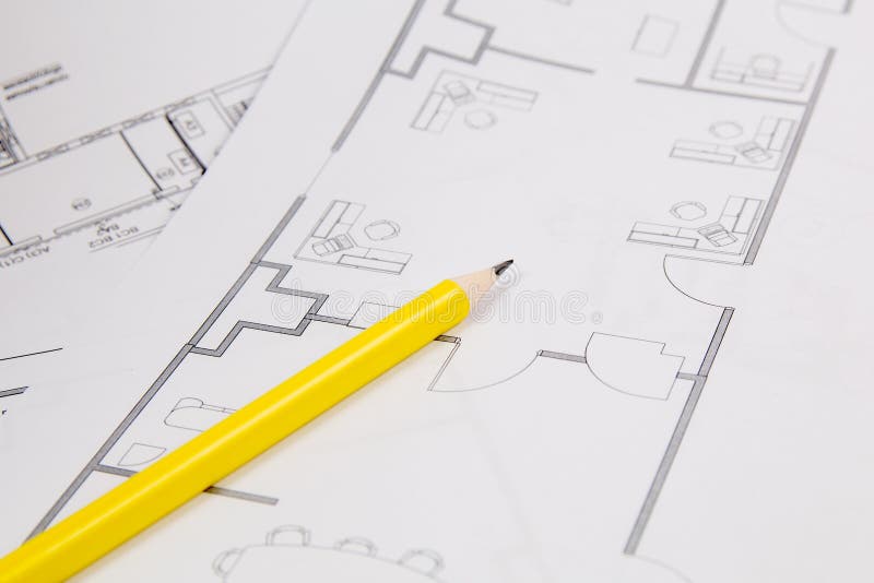 Architekturplan Technikhauszeichnungen, -pancil und -pläne stockfoto Architekturplan Technikhauszeichnungen, -pancil und -pläne stockfoto
