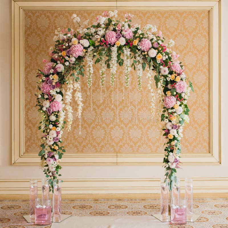 Archway Decorated with Colorful Flowers Stock Image Image of garland
