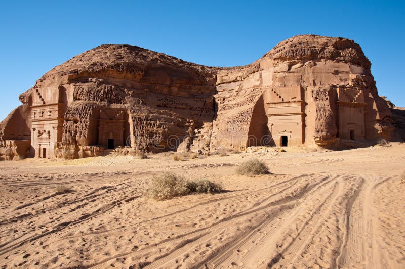 Archäologische Fundstätte Madain Saleh Al Hijrs in Saudi-Arabien lizenzfreies stockfoto Archäologische Fundstätte Madain Saleh Al Hijrs in Saudi-Arabien lizenzfreies stockfoto