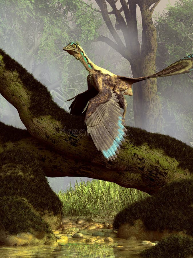 Archaeopteryx is a creature that seems to be half bird, half dinosaur. It lived in the Late Jurassic Period around 150 million years ago. 3D Rendering. Archaeopteryx is a creature that seems to be half bird, half dinosaur. It lived in the Late Jurassic Period around 150 million years ago. 3D Rendering