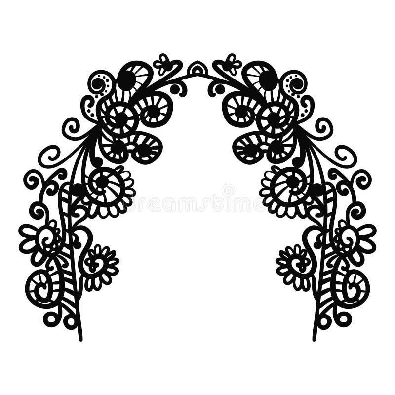 Arco del garabato Marco abstracto de los elementos florales del garabato negro con las flores, las ramas y las hojas aisladas en ilustración del vector Arco del garabato Marco abstracto de los elementos florales del garabato negro con las flores, las ramas y las hojas aisladas en ilustración del vector