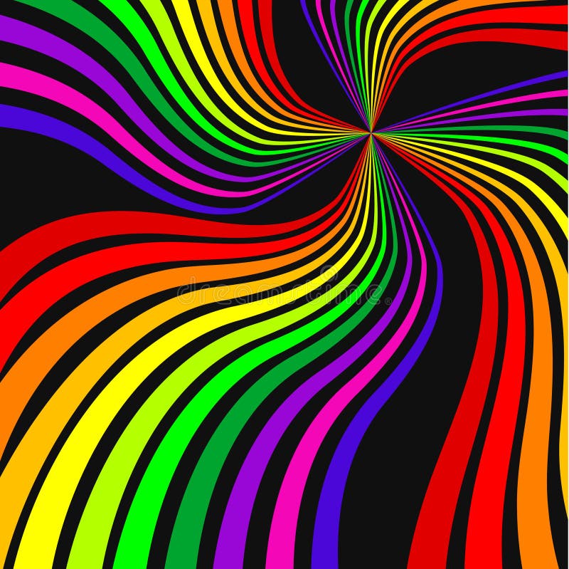 Vector - Colorful wavy / curvy abstract rainbows on a black background. Vector - Colorful wavy / curvy abstract rainbows on a black background.