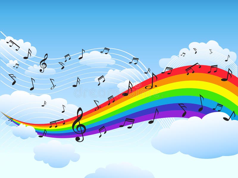 The nature background of rainbow with music note. The nature background of rainbow with music note