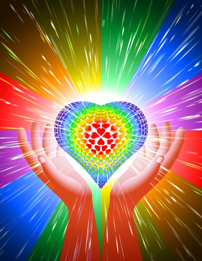 Arco iris LGBT del fondo del amor del poder mágico del haz luminoso del corazón de la mano libre illustration Arco iris LGBT del fondo del amor del poder mágico del haz luminoso del corazón de la mano libre illustration