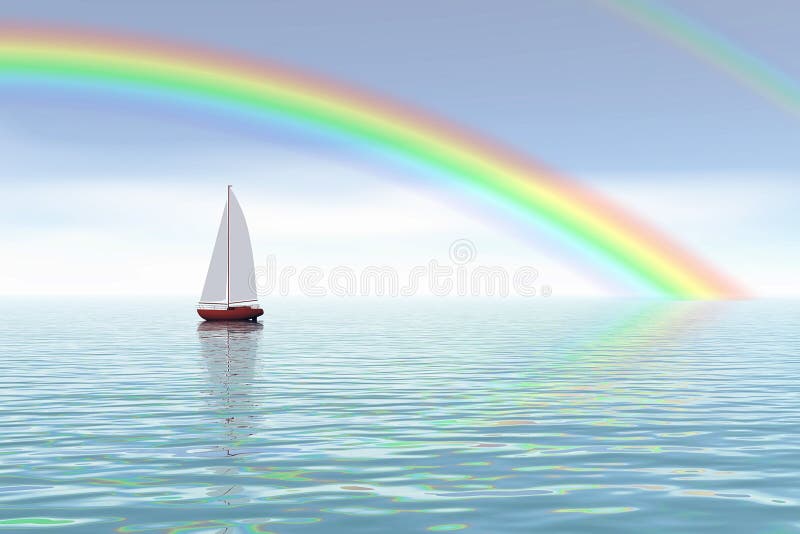 Arco iris sobre el océano stock de ilustración Arco iris sobre el océano stock de ilustración