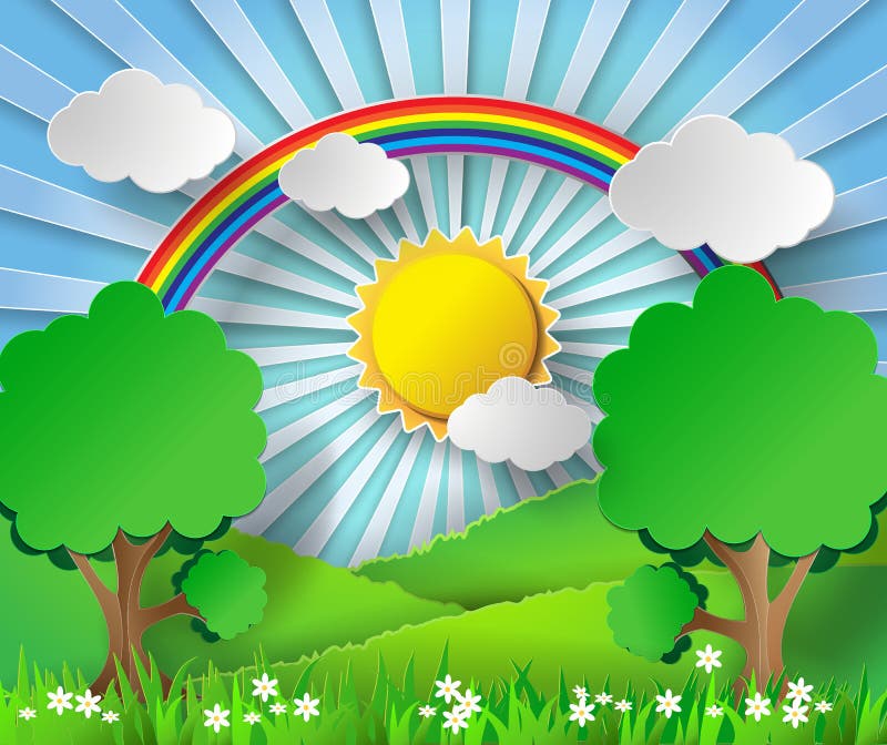 Arco iris y sol de papel abstractos Ilustración del vector libre illustration Arco iris y sol de papel abstractos Ilustración del vector libre illustration