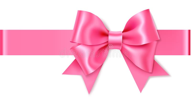 Arco rosa decorativo con il nastro orizzontale Vector l'arco per la decorazione della pagina isolata su bianco illustrazione di stock