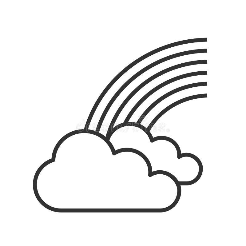 Arcobaleno con l'icona del profilo delle nuvole su bianco