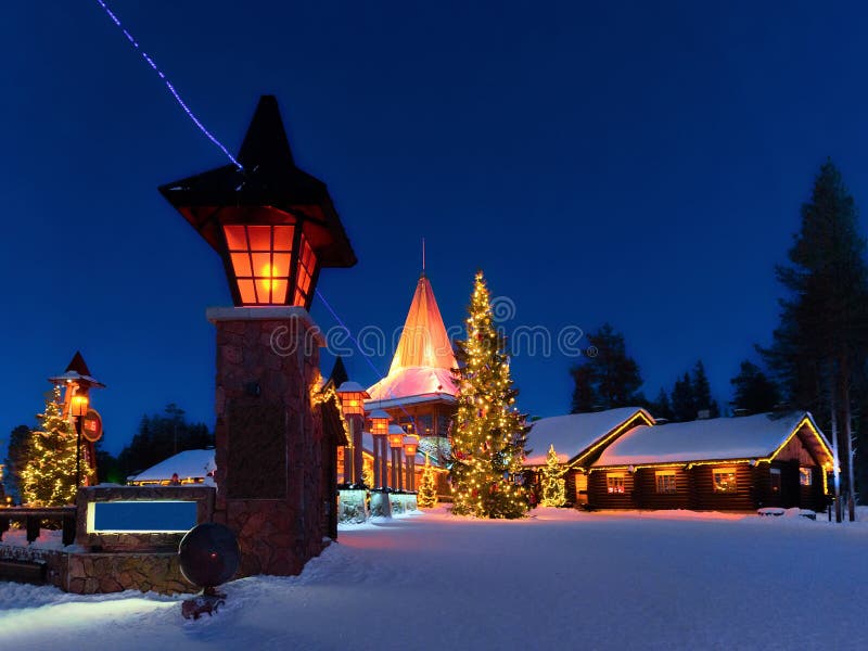 Arctic Circle lanterns in Santa Office at Santa Village evening