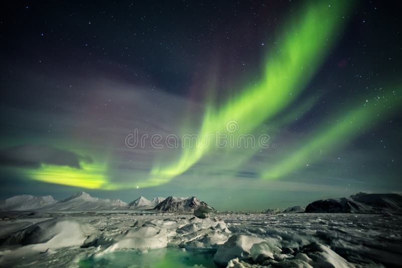 Arctic landscape at polar night - Spitsbergen, Svalbard