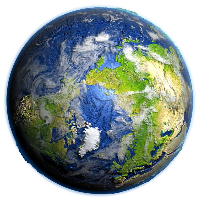 Arctic North Polar Region on Earth Political Map Stock