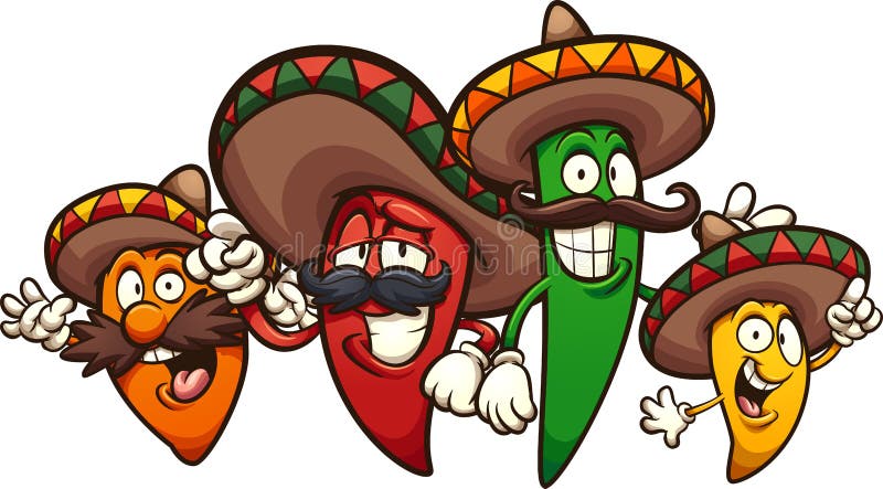 Ardei iuți mexicani de diferite culori și mărimi stock illustration