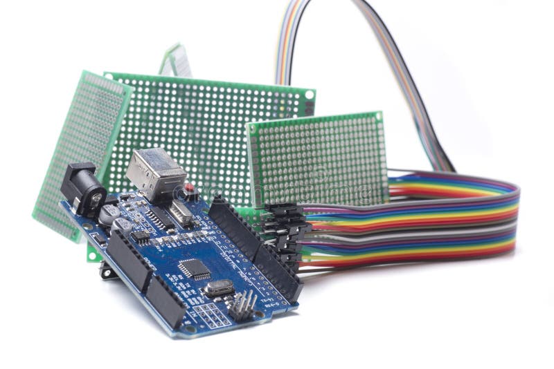 Arduino pcb plus. Motherboard and other elements to start an electronic project