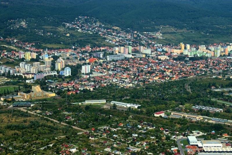 Oblast Bratislavy na Slovensku pohled z malého letadla 12.9.2020