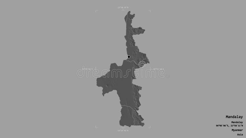 Mandalay - Myanmar. Bounding box. Bilevel stock illustration