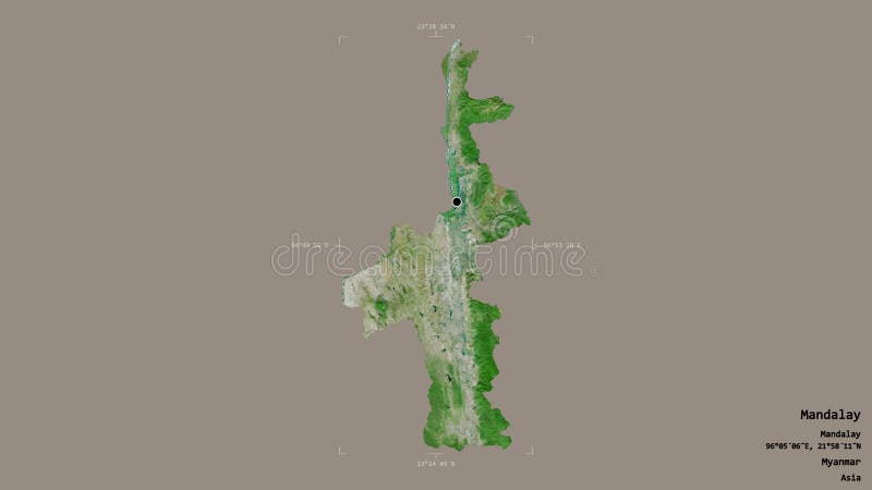 Mandalay - Myanmar. Bounding box. Satellite vector illustration