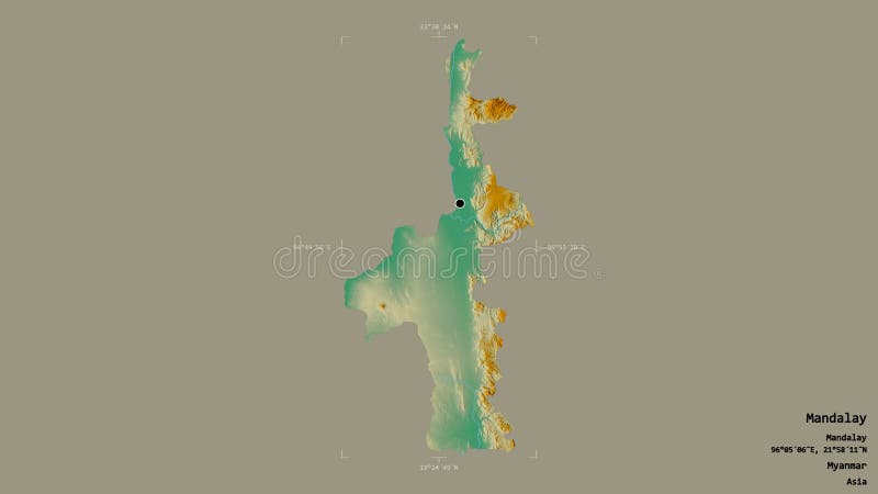 Mandalay - Myanmar. Bounding box. Relief vector illustration