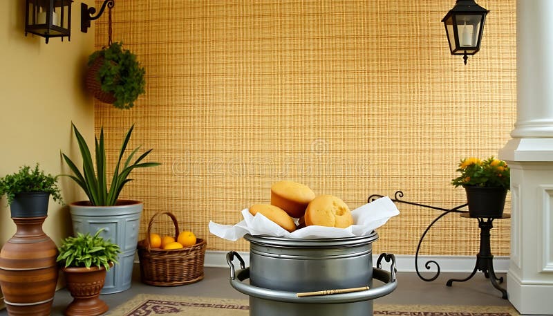 Area preparazione cucina esterna Generative AI illustrazione vettoriale