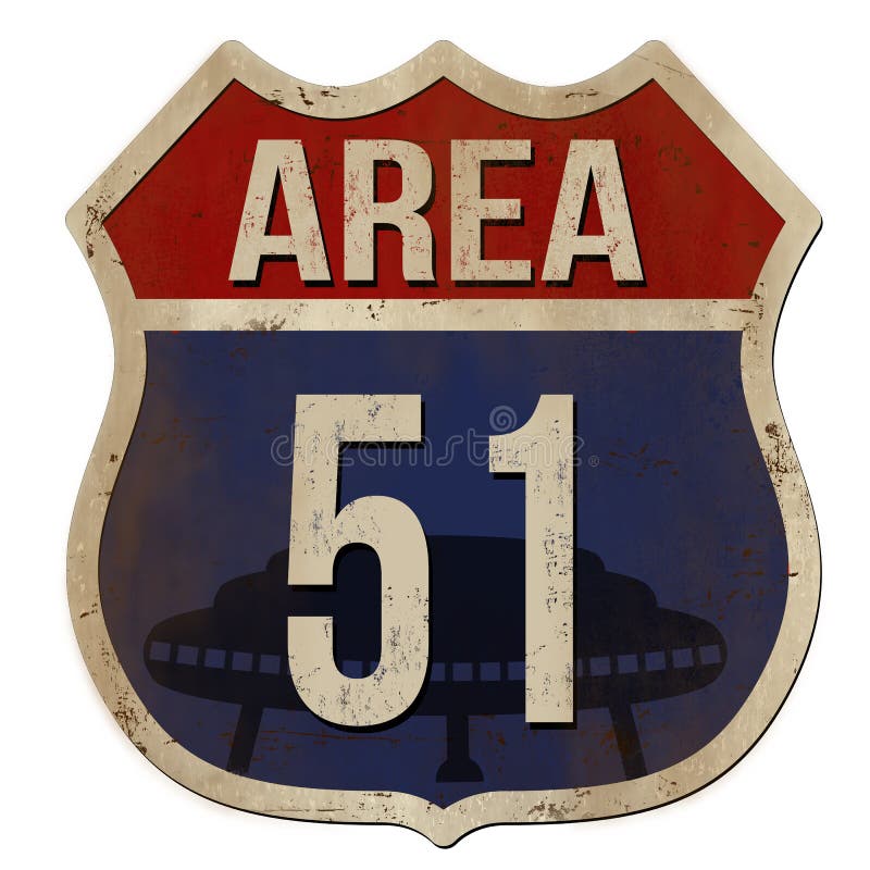 Area 51 segnale di vintage isolato su illustrazione vettoriale di sfondo bianco