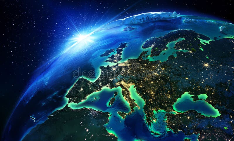 Area territoriale in Europa la notte