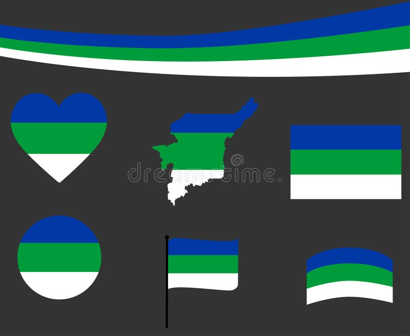 Komi Flag National Europe Collection Flag Heart Emblem And Map royalty free illustration