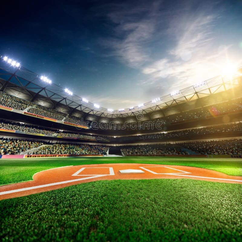 Arena grande do basebol profissional na luz solar foto de stock royalty free Arena grande do basebol profissional na luz solar foto de stock royalty free