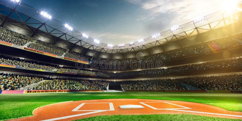 Professional baseball grand arena in the sunlight. Professional baseball grand arena in the sunlight