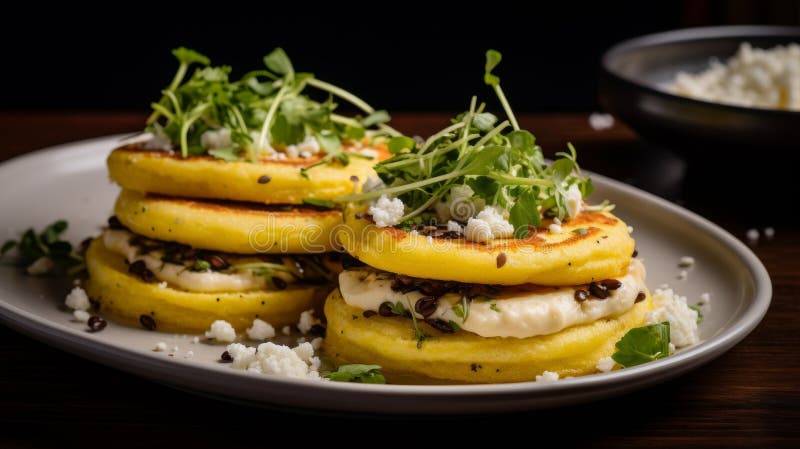 Arepas a delicious culinary delight on table. stock illustrationer