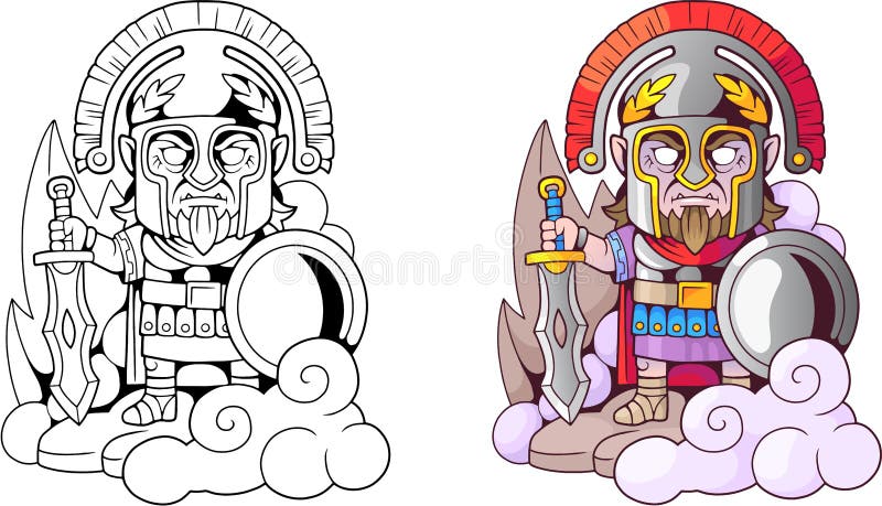 Ares del dio del greco antico con la spada a disposizione, libro da colorare divertente dell'illustrazione royalty illustrazione gratis Ares del dio del greco antico con la spada a disposizione, libro da colorare divertente dell'illustrazione royalty illustrazione gratis