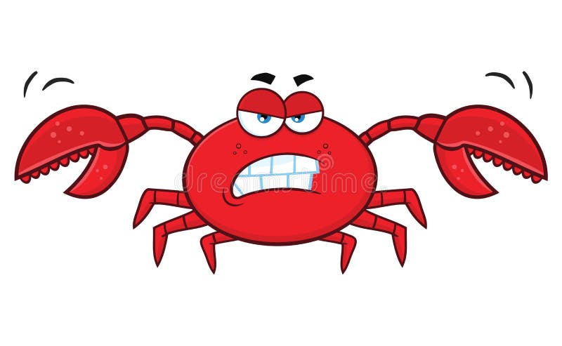 Arg Crab Cartoon Mascot-tecken Illustration av vektor