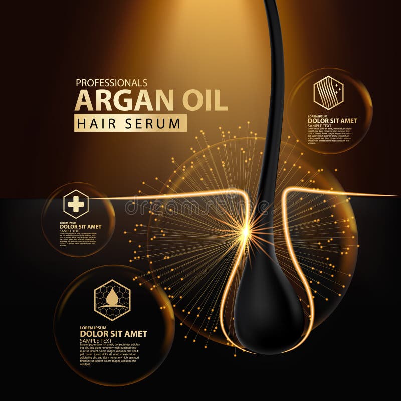 Argan włosianej opieki nafciana ochrona zawierająca w butelce royalty ilustracja Argan włosianej opieki nafciana ochrona zawierająca w butelce royalty ilustracja