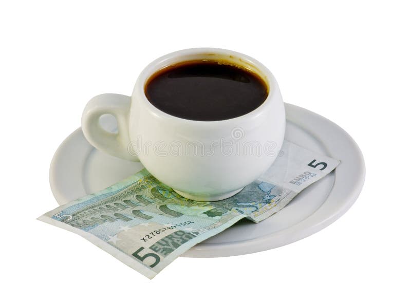 argent d'euro de cuvette de café photos libres de droits argent d'euro de cuvette de café photos libres de droits