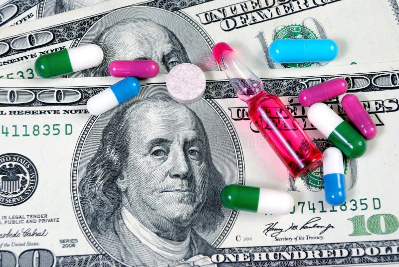 Argent et médecine Pilules de médecine ou capsules, vitamine avec l'argent, dollar Prescription médicale ou de pharmacie pour la image libre de droits Argent et médecine Pilules de médecine ou capsules, vitamine avec l'argent, dollar Prescription médicale ou de pharmacie pour la image libre de droits