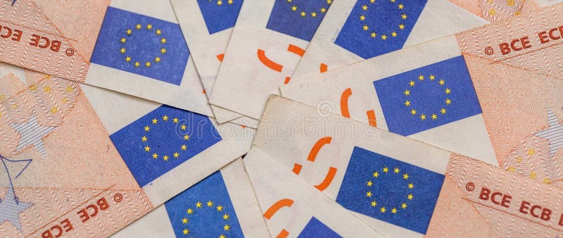 Finance background of pile EU euro paper bills, exchange or saving. Finance background of pile EU euro paper bills, exchange or saving