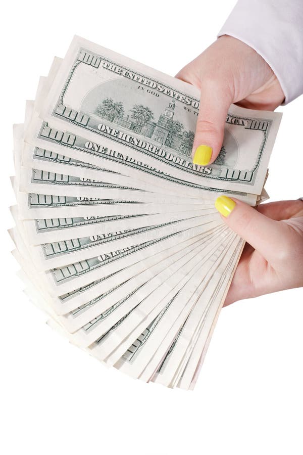 Argent à la main isolé image stock