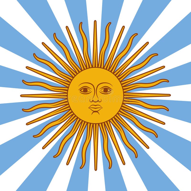 Argentina Card - Poster Illustration with Sun and Flag Colors Stock