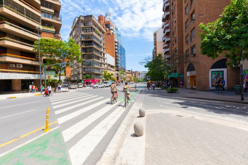 Cordoba Argentina December 6,  with its buildings and trees Yrigoyen avenue Yrigoyen looks like an European street. Shoot on December 6 ,2019. Cordoba Argentina December 6,  with its buildings and trees Yrigoyen avenue Yrigoyen looks like an European street. Shoot on December 6 ,2019