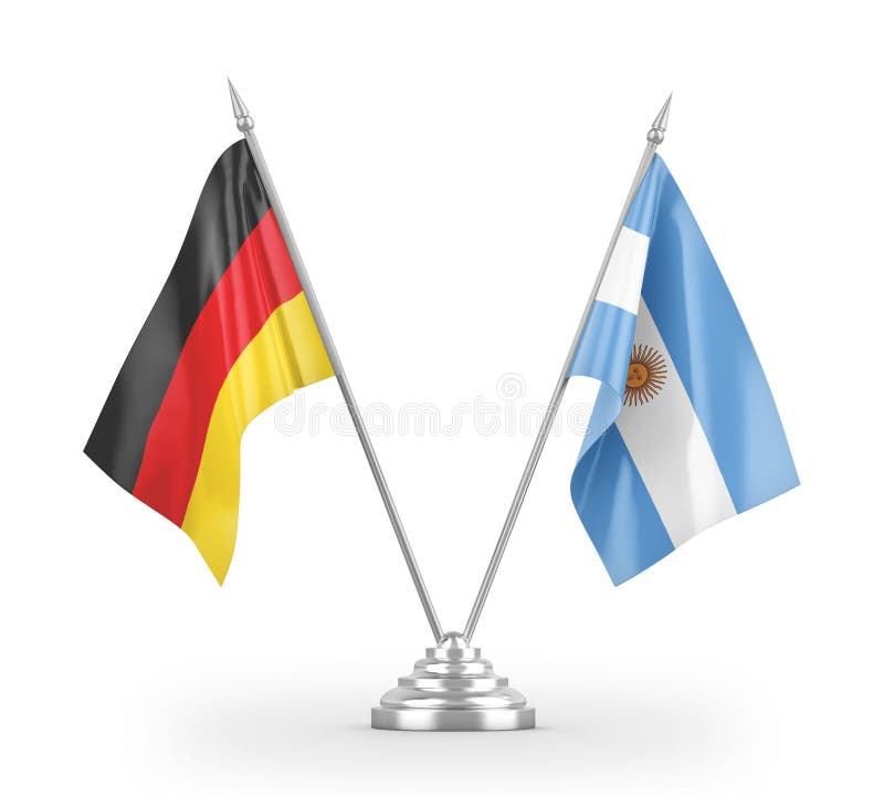 Argentina and Germany Flags Crossed and Waving Flat Style. Official Proportion Stock Vector
