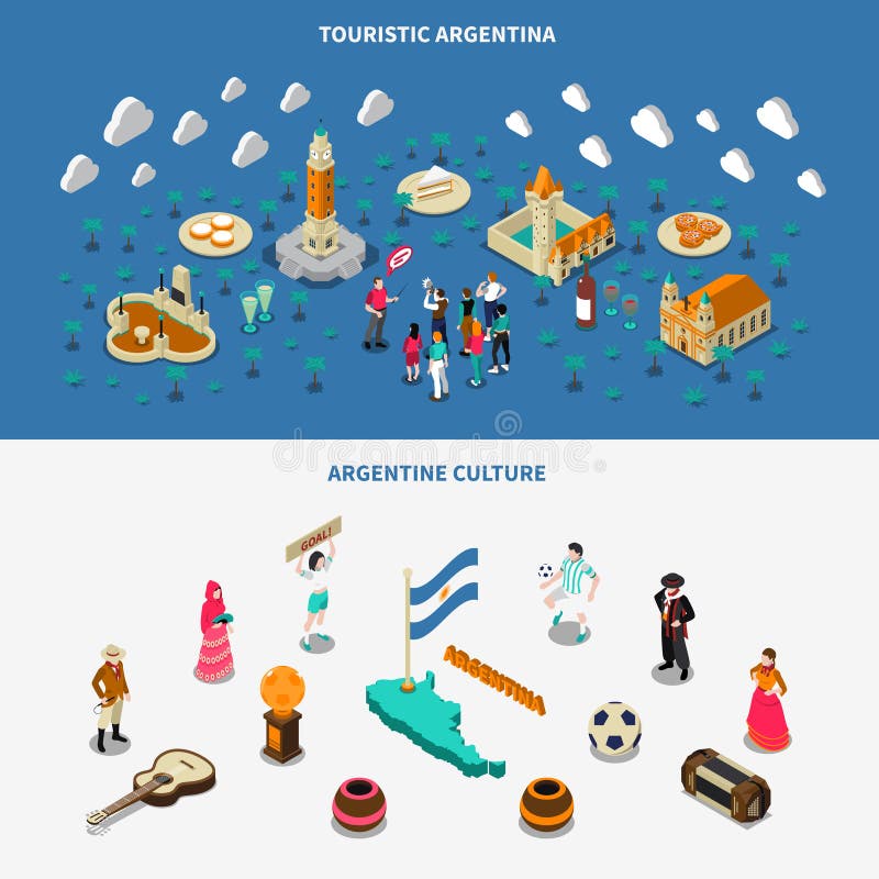 Argentina 2 Isometric Touristic Attractions Banners