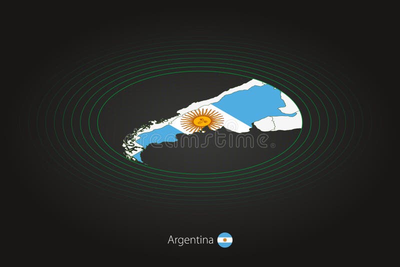 Argentina Map in Dark Color, Oval Map with Neighboring Countries Stock