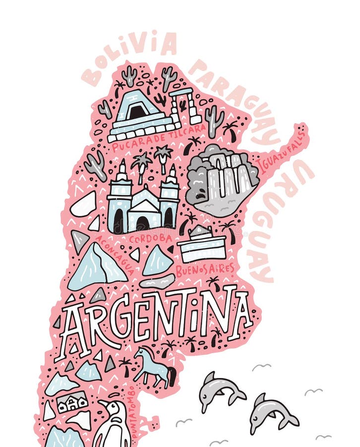 Argentinian Cartoon Map stock vector. Illustration of horse - 89992048