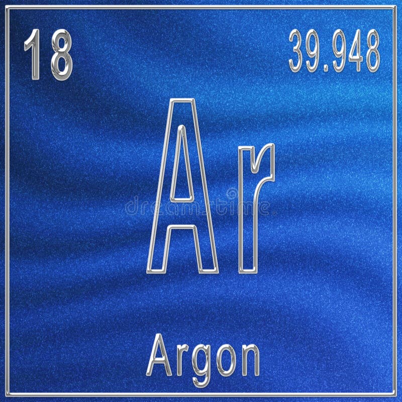 Argon Ar Chemical Element. Argon Sign with Atomic Number. Chemical 18