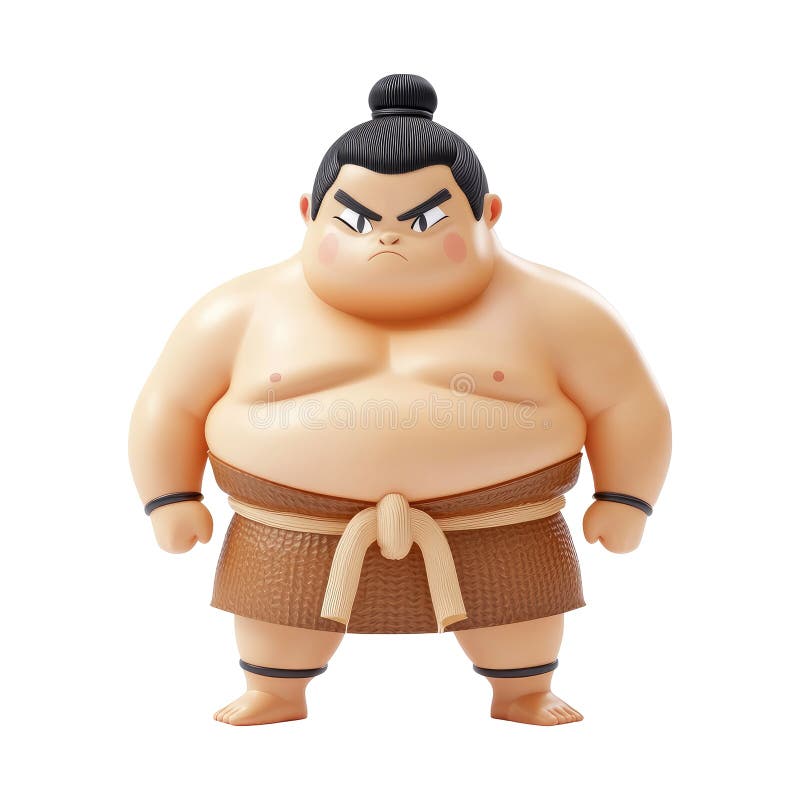 Argy Sumo Wrestler Cartoon Character 3D Render royaltyfri illustrationer