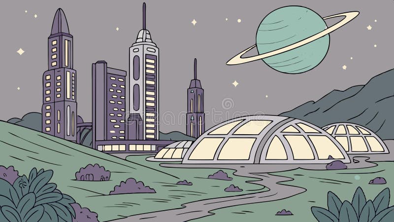 Arhitectura modernă a primăriei futuriste și design-ul vectorial SCI Fi Cityscape Generative AI royalty free illustration