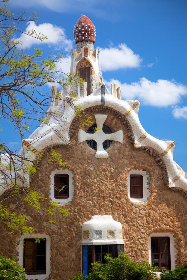 Arhitectură fantastică în Park Guel Barcelona Spania stock images