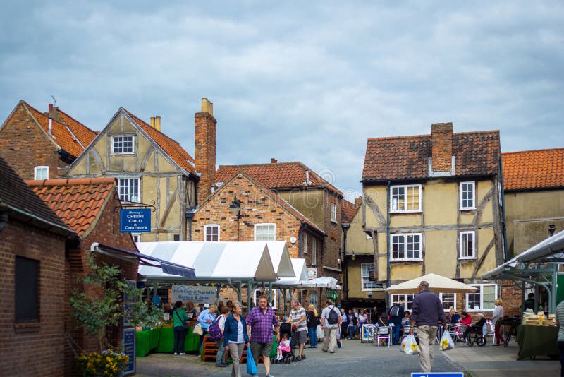 Arhitectură frumoasă în vechiul oraș din York stock photography