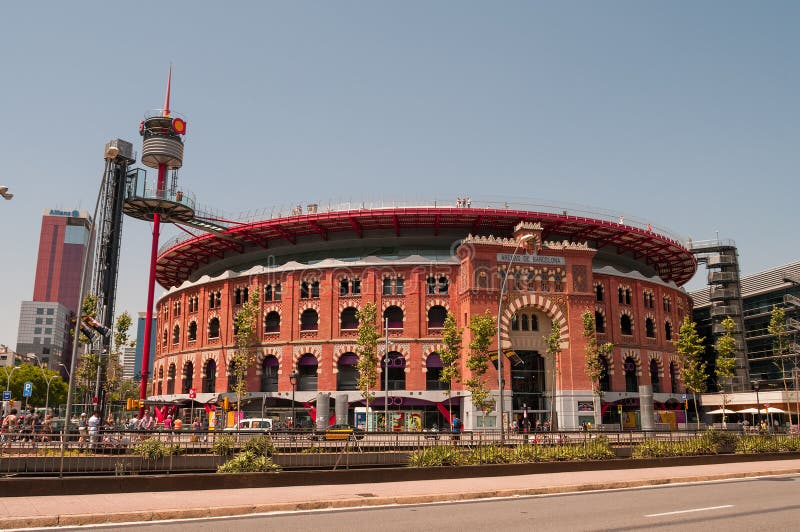 Arhitectură modernă a frumoasei stadioane din Barcelona, Spania royalty free stock photography