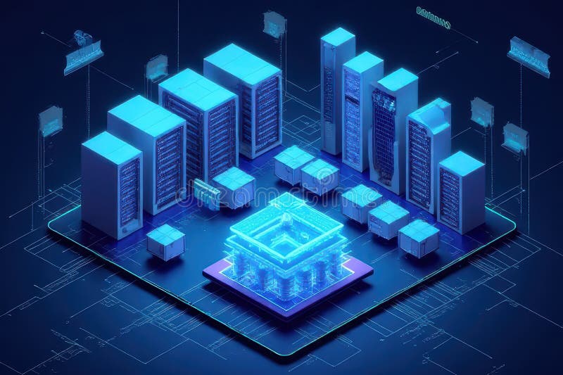 Arhitectură Îmbunătățită A Centrelor De Date, Inclusiv Caracteristici Solide De Siguranță stock illustration