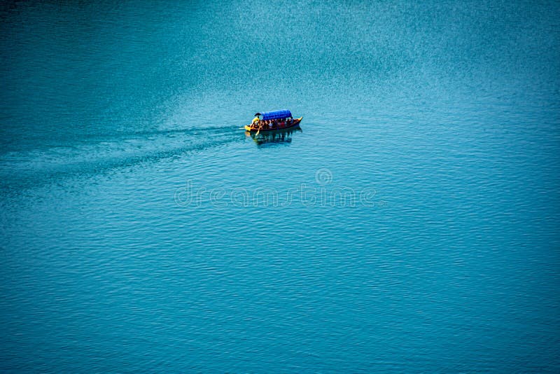 Arial view of the Boat moving on the water